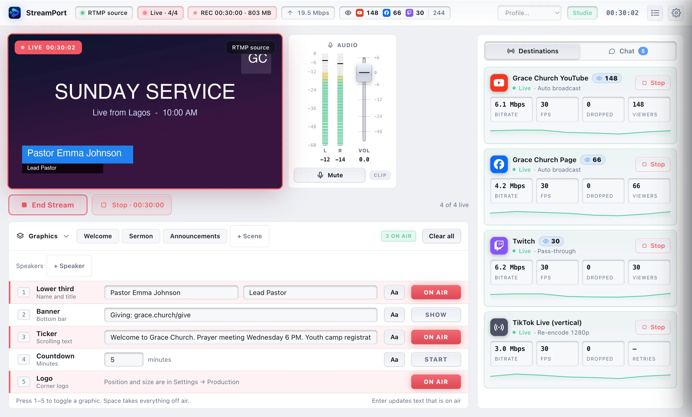 StreamPort in light mode